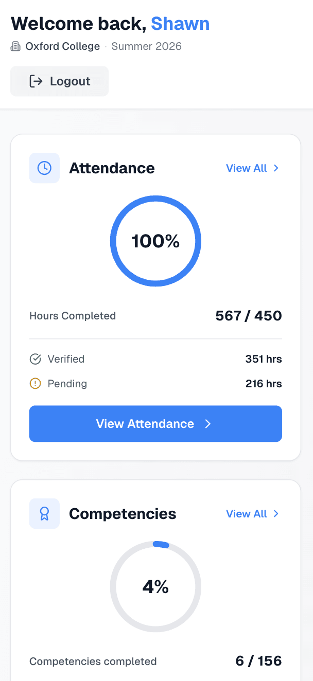 Student mobile view