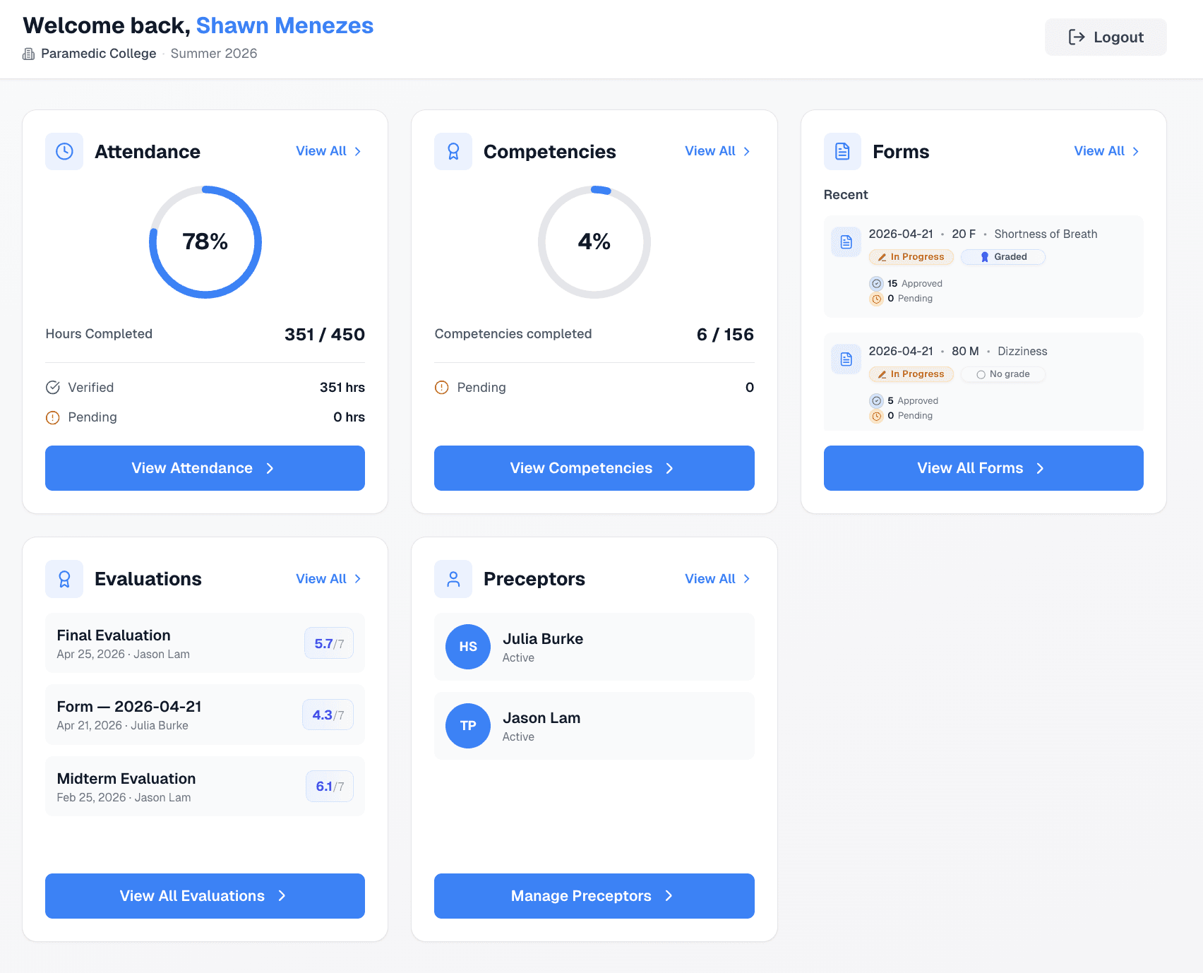 Student dashboard